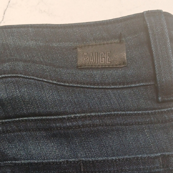 Womens Blue Denim Jeans By Paige, Sz 27, Straight Cut , Long Leg, Stretch - Picture 9 of 15
